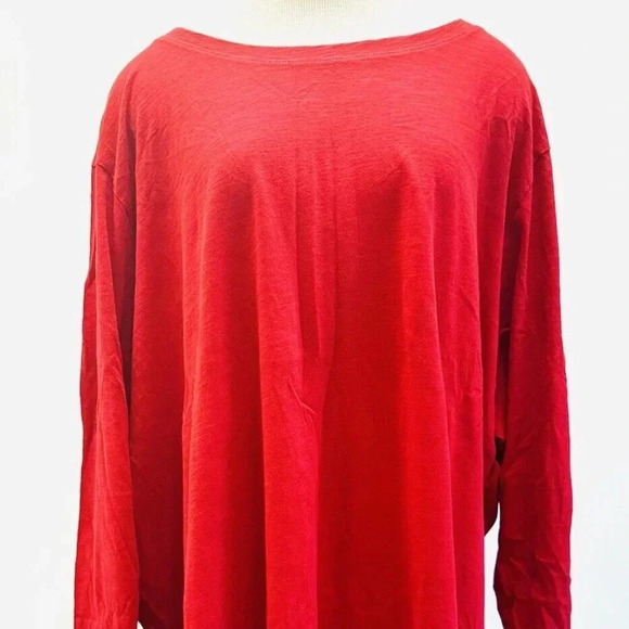 NWT SONOMA Women Long Sleeve Pull Over Round Neck 100% Cotton Red Shirt Size 5X - Picture 1 of 10